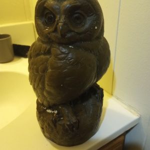 Artist Signed Joseph L Boulton Hand Cast Bronze Clad Foundry Stone Owl Sculpture